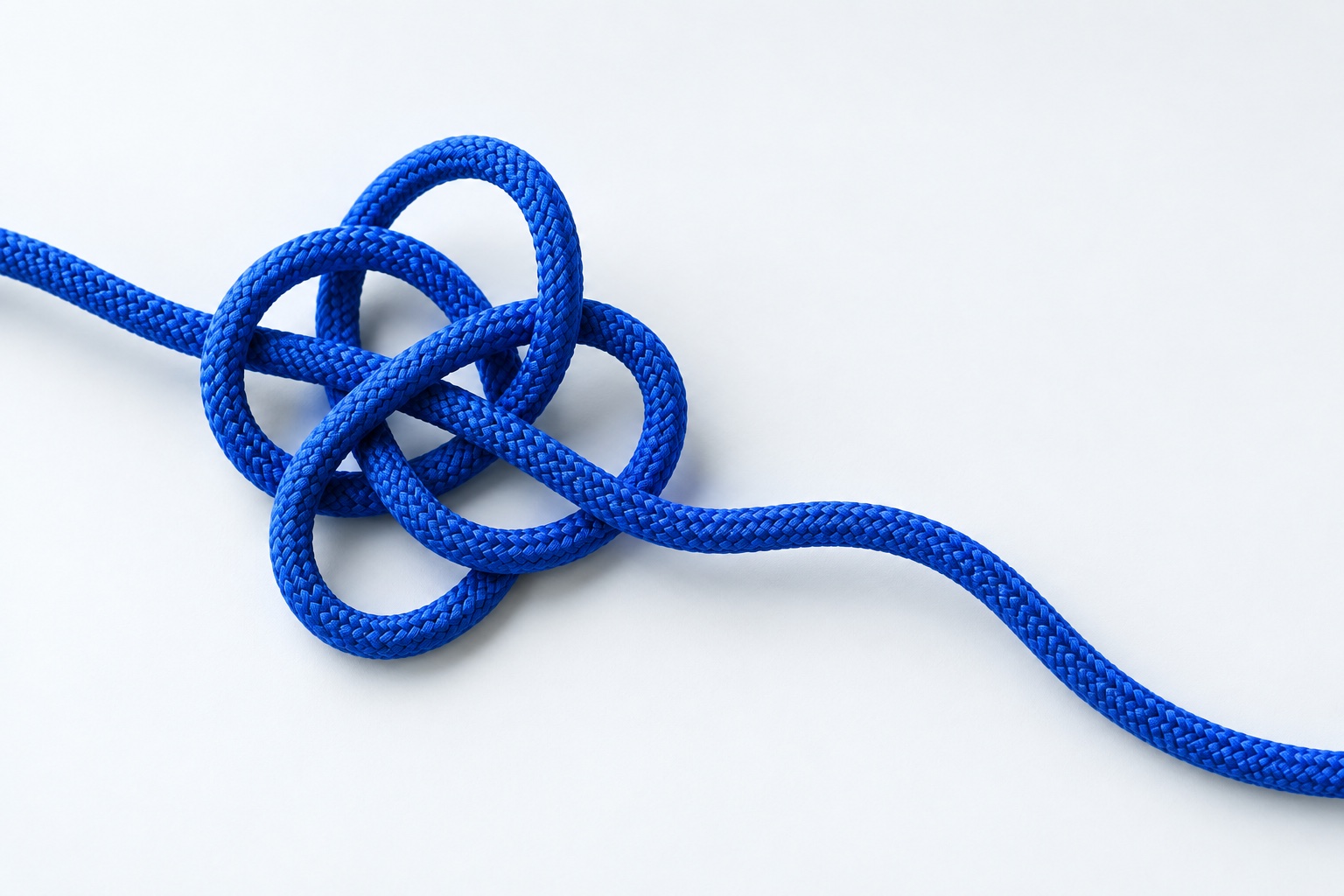 A tangled blue cord becoming a single flowing line